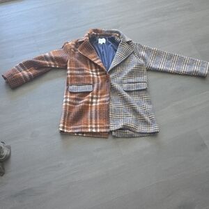 Greylin Brown and Gray Plaid Blazer